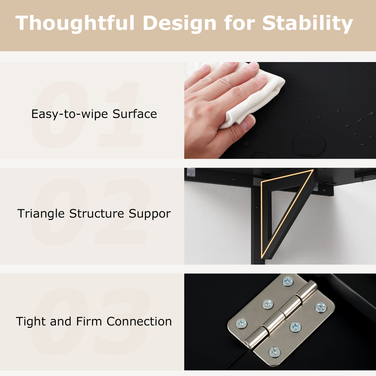 Folding Wall-Mounted Drop-Leaf Table, Black Laptop Tables & Printer Stands at Gallery Canada