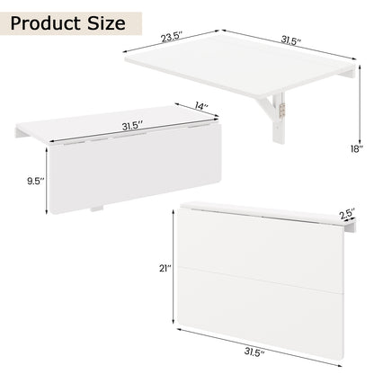 Wall Mounted Drop Leaf Table, Folding Kitchen Dining Desk, White Laptop Tables & Printer Stands at Gallery Canada