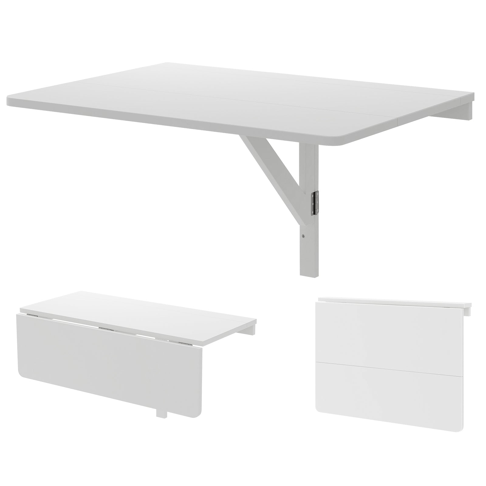 Wall Mounted Drop Leaf Table, Folding Kitchen Dining Desk, White Laptop Tables & Printer Stands at Gallery Canada