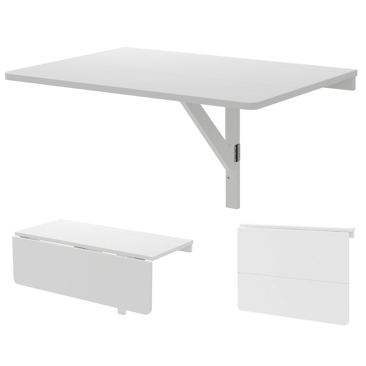 Wall Mounted Drop Leaf Table, Folding Kitchen Dining Desk, White Laptop Tables & Printer Stands at Gallery Canada