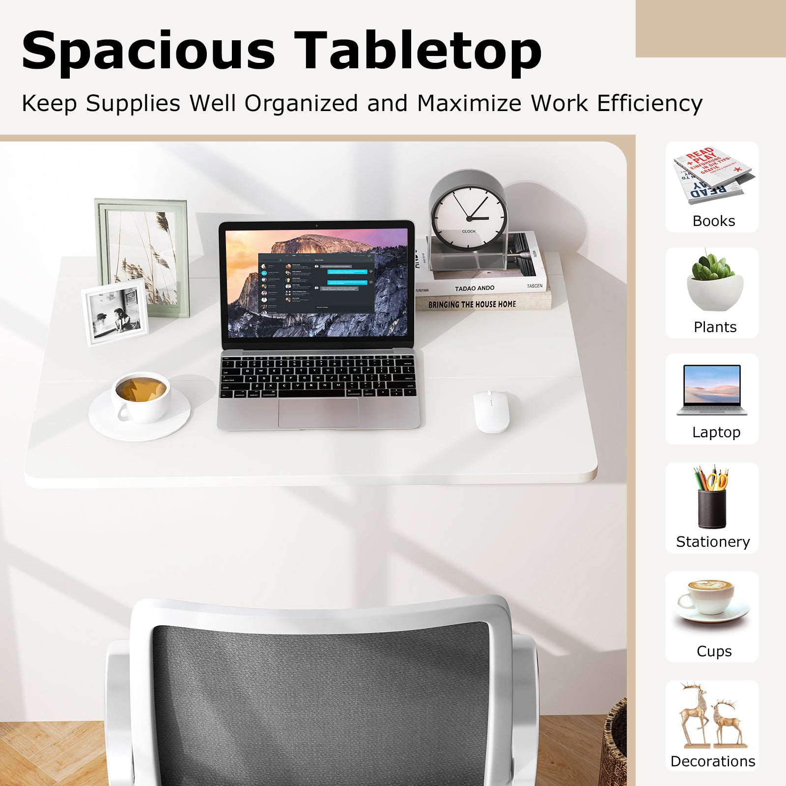 Wall Mounted Drop Leaf Table, Folding Kitchen Dining Desk, White Laptop Tables & Printer Stands at Gallery Canada