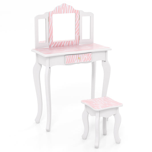 Kids Vanity Set With Drawer, 3 Makeup Accessories, Pink Kids Vanities Pink at Gallery Canada