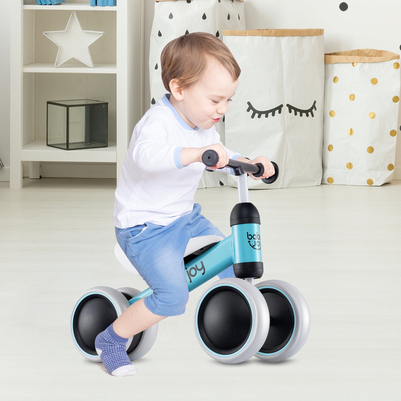 Baby Balance Bike, 2 Years Old, No Pedal, 4 Wheels, Blue Balance Bikes at Gallery Canada