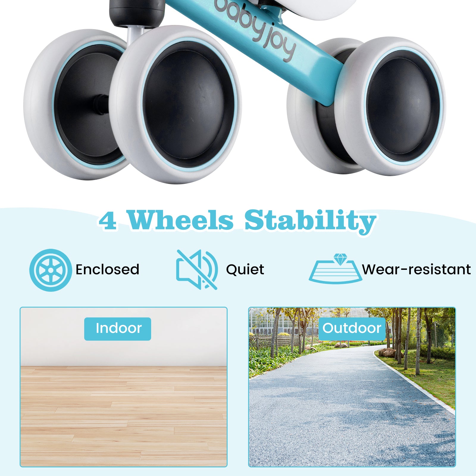 Baby Balance Bike, 2 Years Old, No Pedal, 4 Wheels, Blue Balance Bikes at Gallery Canada