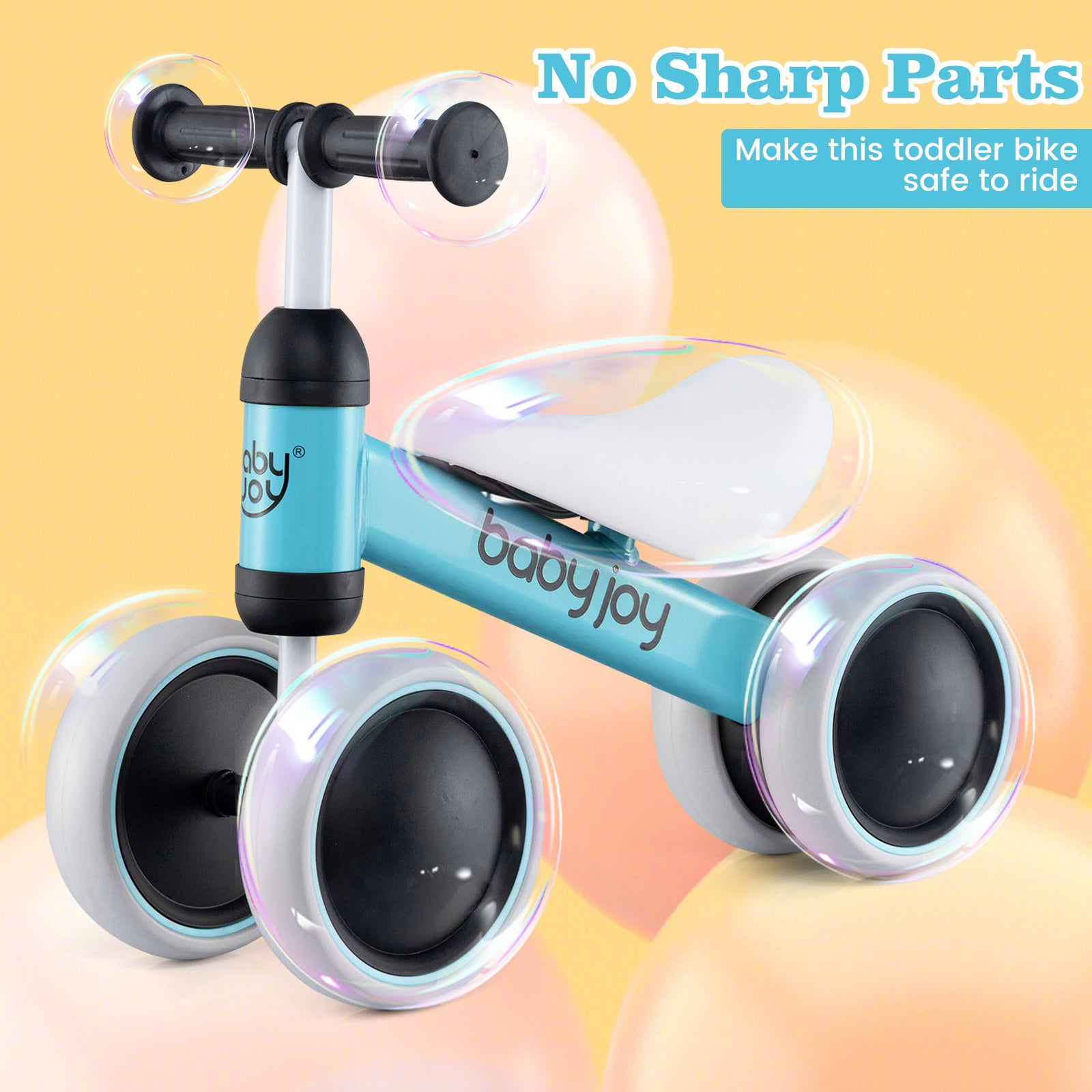 Baby Balance Bike, 2 Years Old, No Pedal, 4 Wheels, Blue Balance Bikes at Gallery Canada