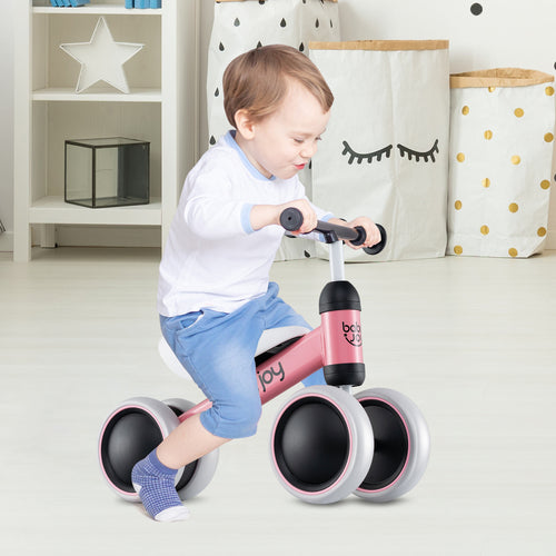 Baby Balance Bike, 2 Years Old, No Pedal 4 Wheels, Pink