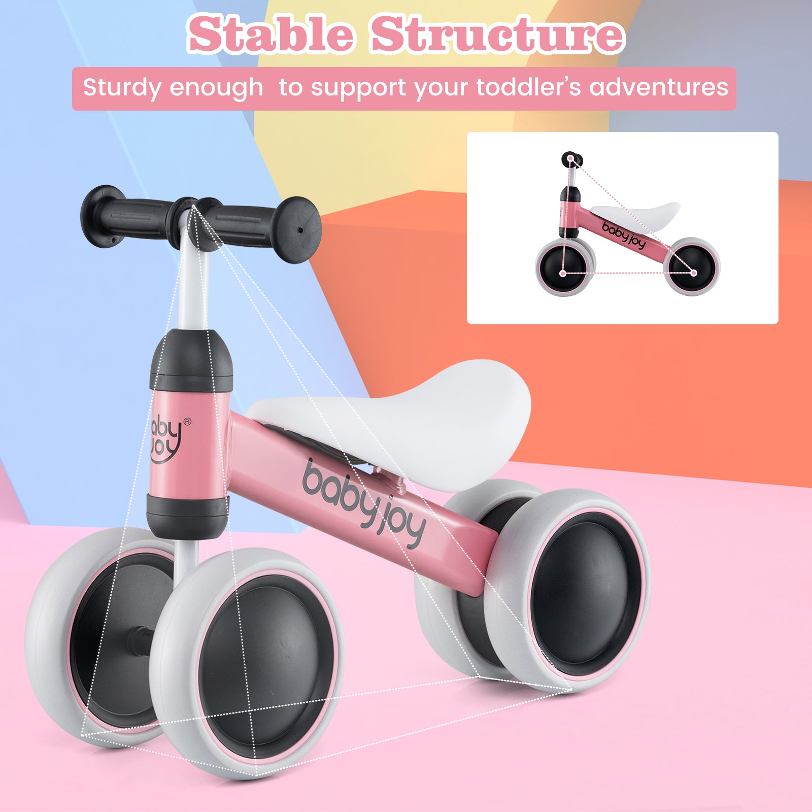 Baby Balance Bike, 2 Years Old, No Pedal 4 Wheels, Pink Balance Bikes at Gallery Canada