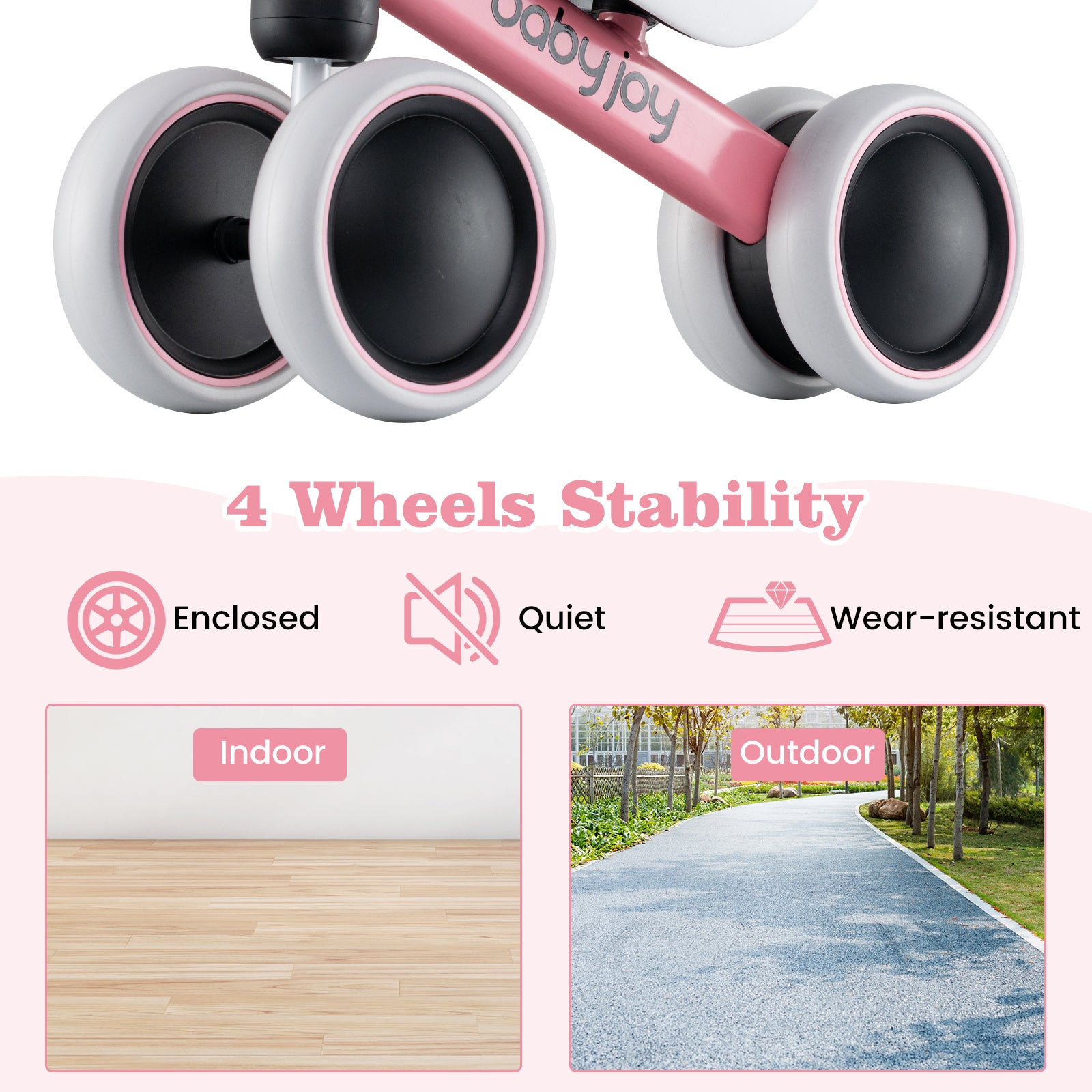 Baby Balance Bike, 2 Years Old, No Pedal 4 Wheels, Pink Balance Bikes at Gallery Canada