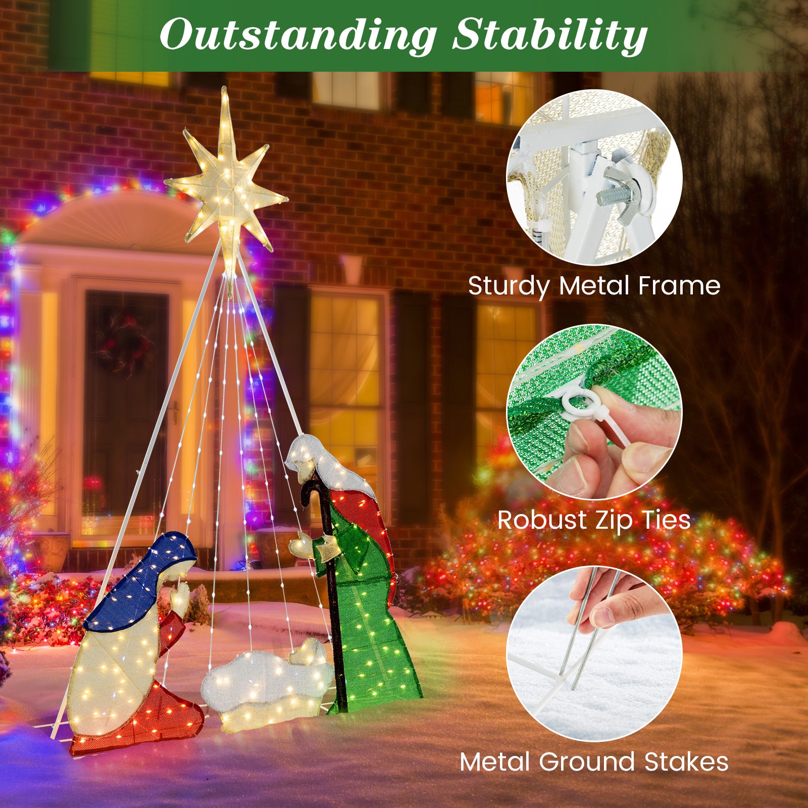 6 Feet Nativity Scene, 240 LED Lights Christmas Decor & Accessories at Gallery Canada