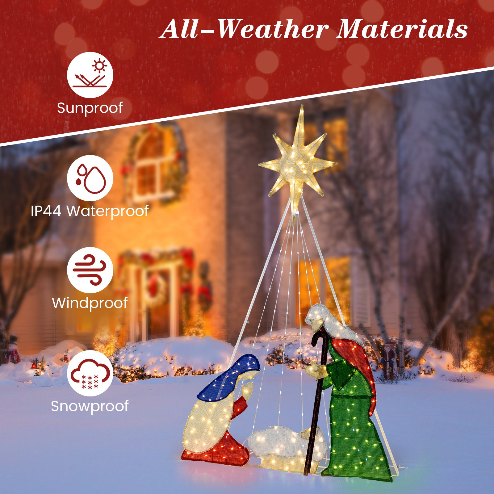 6 Feet Nativity Scene, 240 LED Lights Christmas Decor & Accessories at Gallery Canada
