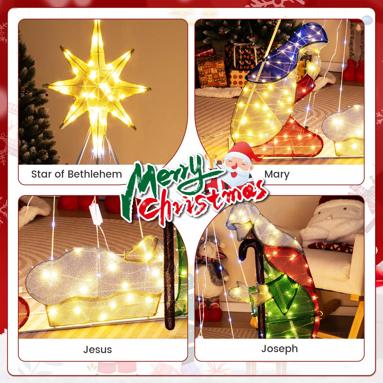 6 Feet Nativity Scene, 240 LED Lights Christmas Decor & Accessories at Gallery Canada
