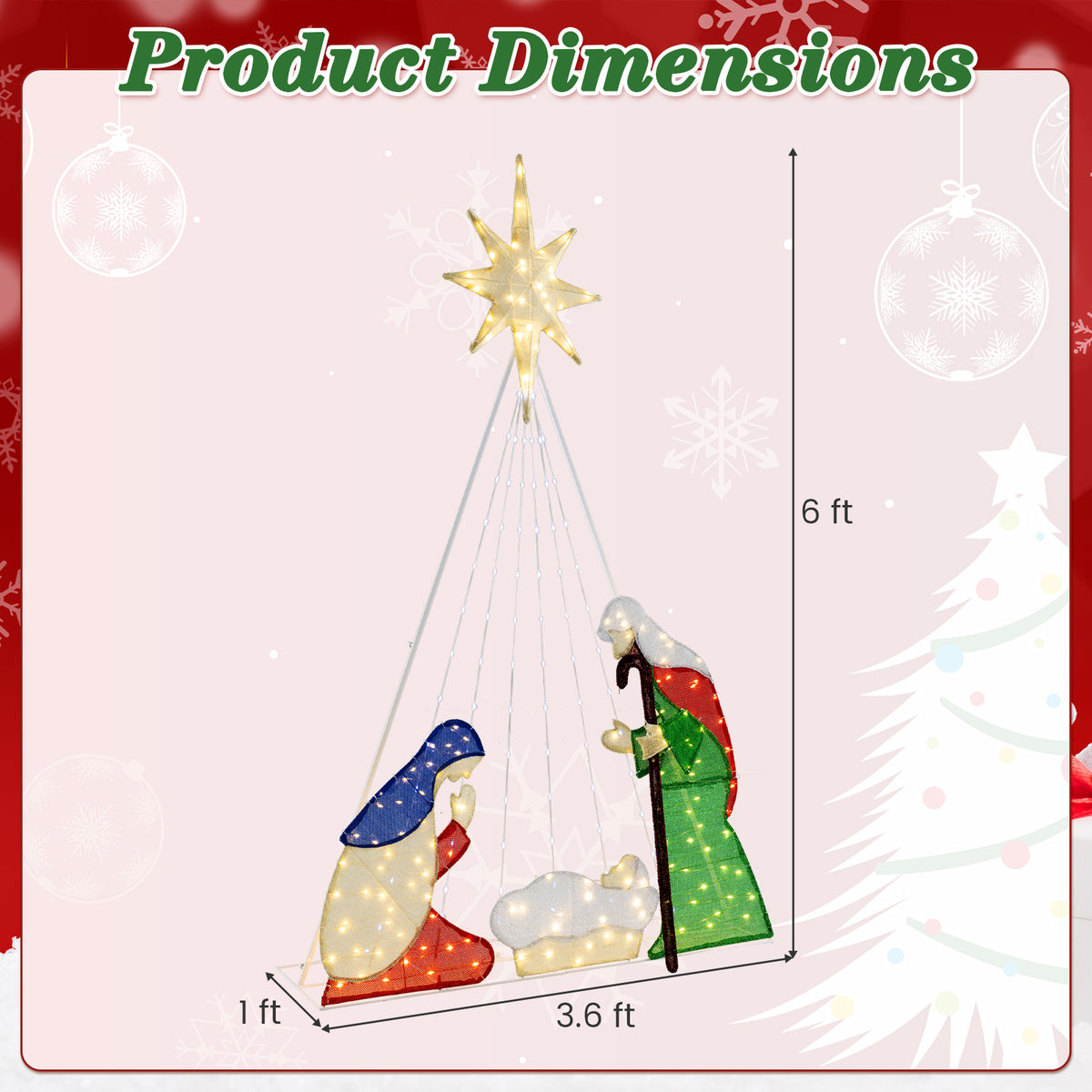 6 Feet Nativity Scene, 240 LED Lights Christmas Decor & Accessories at Gallery Canada