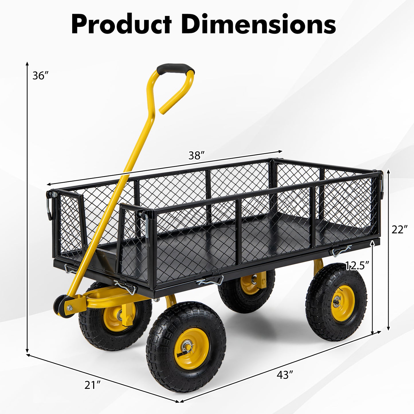 Garden Wagon, 43 X21 X 36 Inch, 900/1200 LBS Load Capacity, 4 Removable Panels Garden Carts at Gallery Canada
