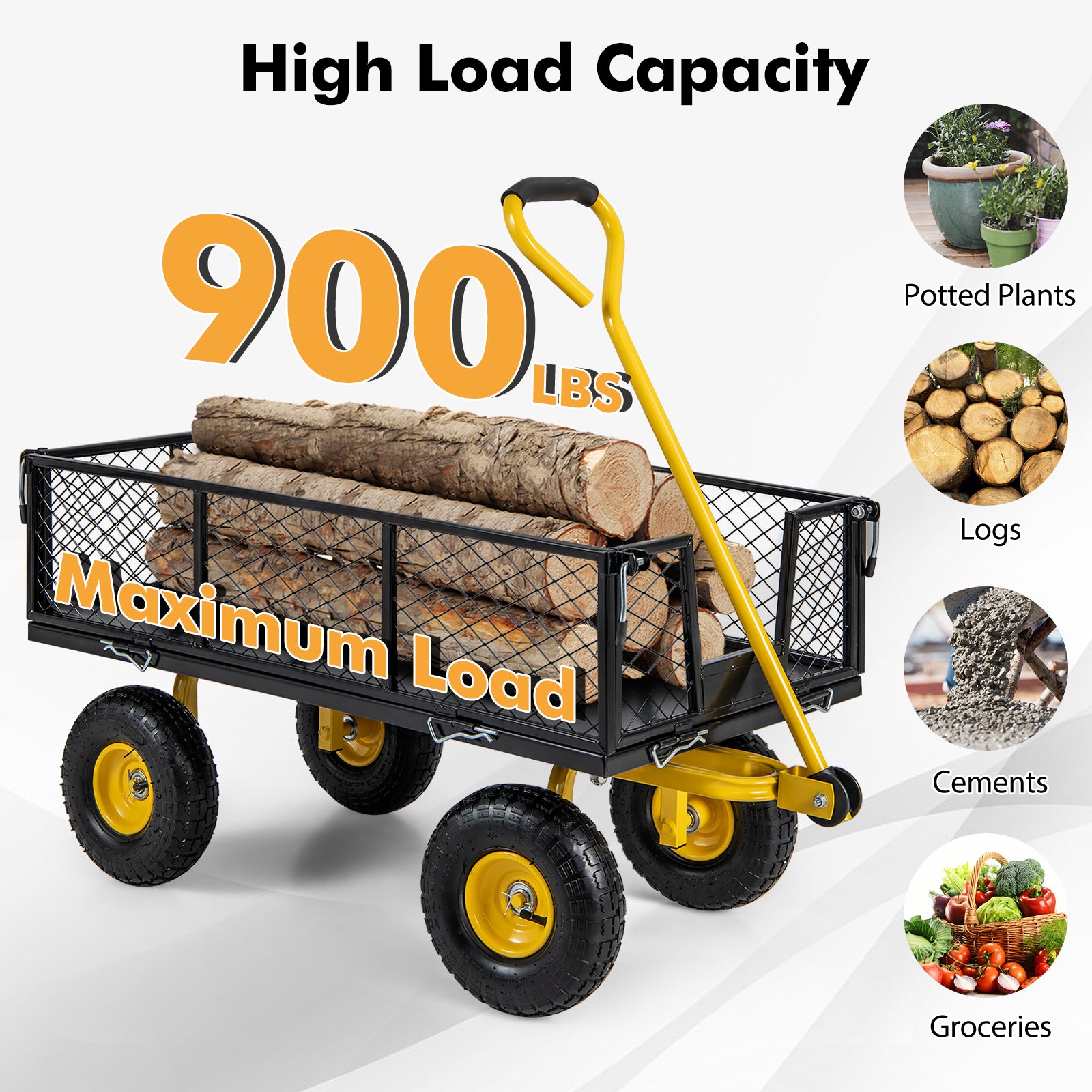Garden Wagon, 43 X21 X 36 Inch, 900/1200 LBS Load Capacity, 4 Removable Panels Garden Carts at Gallery Canada