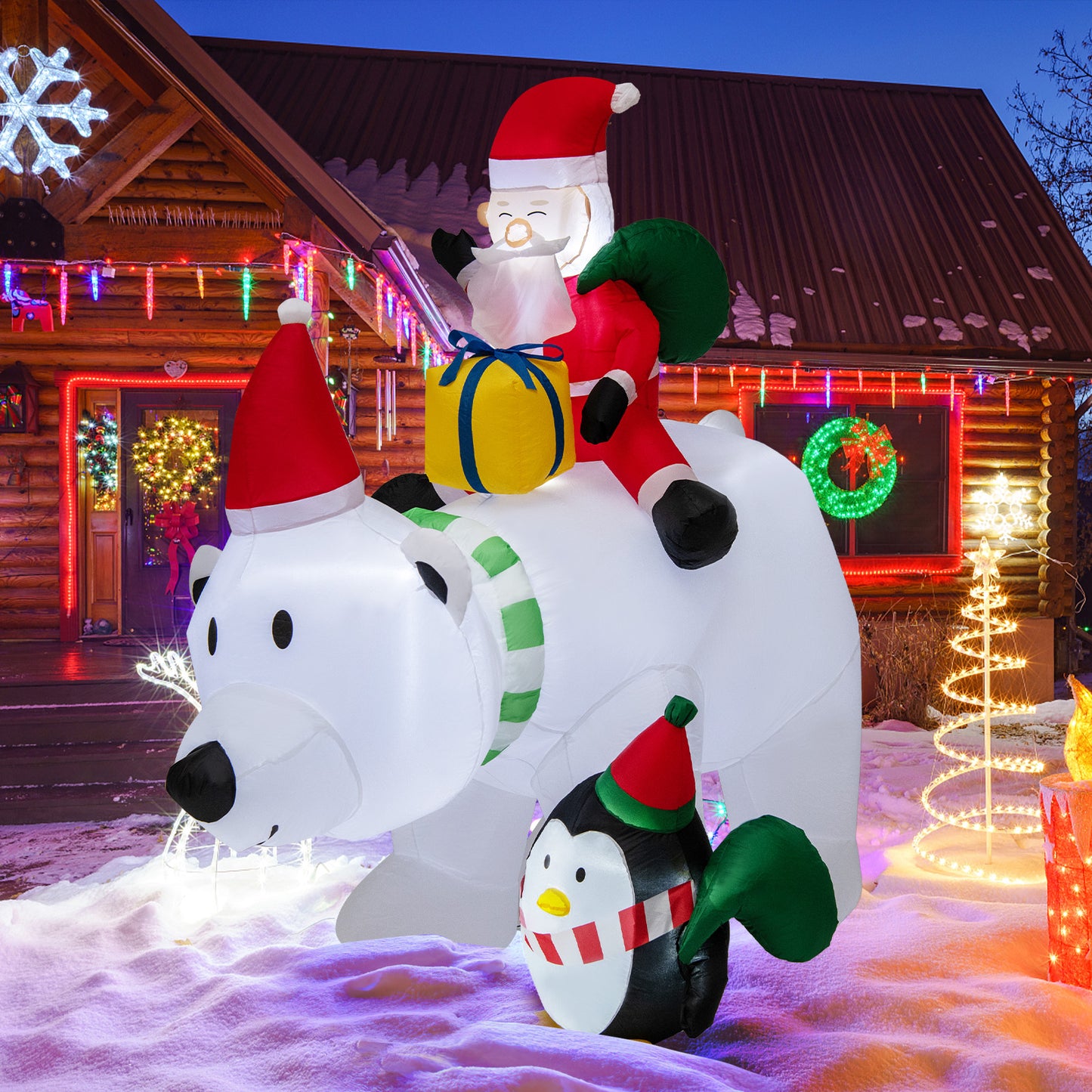 7 Feet Inflatable Santa Claus Riding Bear, Multicolor Christmas Inflatables at Gallery Canada