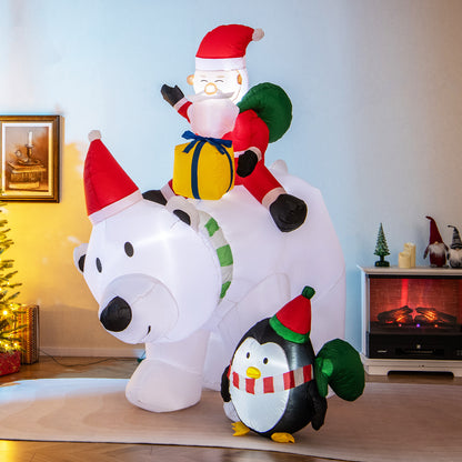 7 Feet Inflatable Santa Claus Riding Bear, Multicolor Christmas Inflatables at Gallery Canada