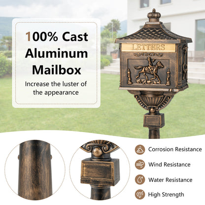 Retro Cast Aluminum Mailbox Security Postal Letter Box with Baffle Door, Bronze Outdoor Decor at Gallery Canada