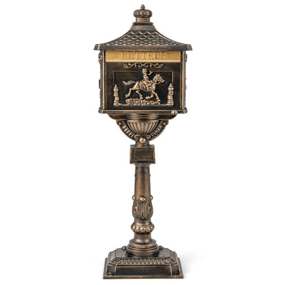 Retro Cast Aluminum Mailbox Security Postal Letter Box with Baffle Door, Bronze Outdoor Decor at Gallery Canada