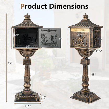 Retro Cast Aluminum Mailbox Security Postal Letter Box with Baffle Door, Bronze Outdoor Decor at Gallery Canada