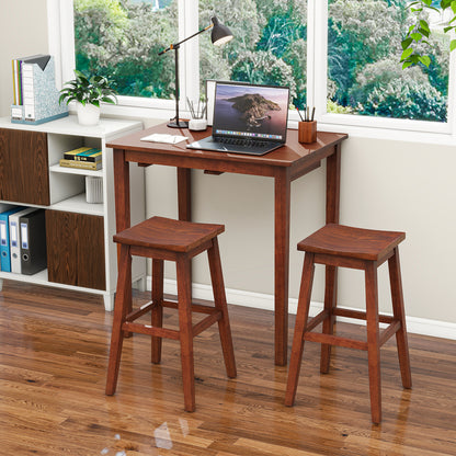 3-Piece Bar Table Set With Pub Table And 2 Saddle Stools, Espresso Dining Room Sets at Gallery Canada