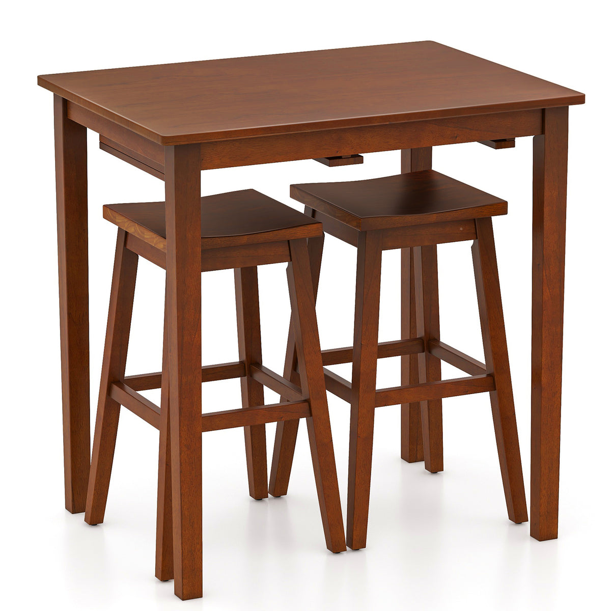3-Piece Bar Table Set With Pub Table And 2 Saddle Stools, Espresso Dining Room Sets at Gallery Canada