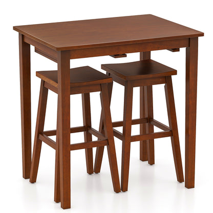 3-Piece Bar Table Set With Pub Table And 2 Saddle Stools, Espresso Dining Room Sets at Gallery Canada
