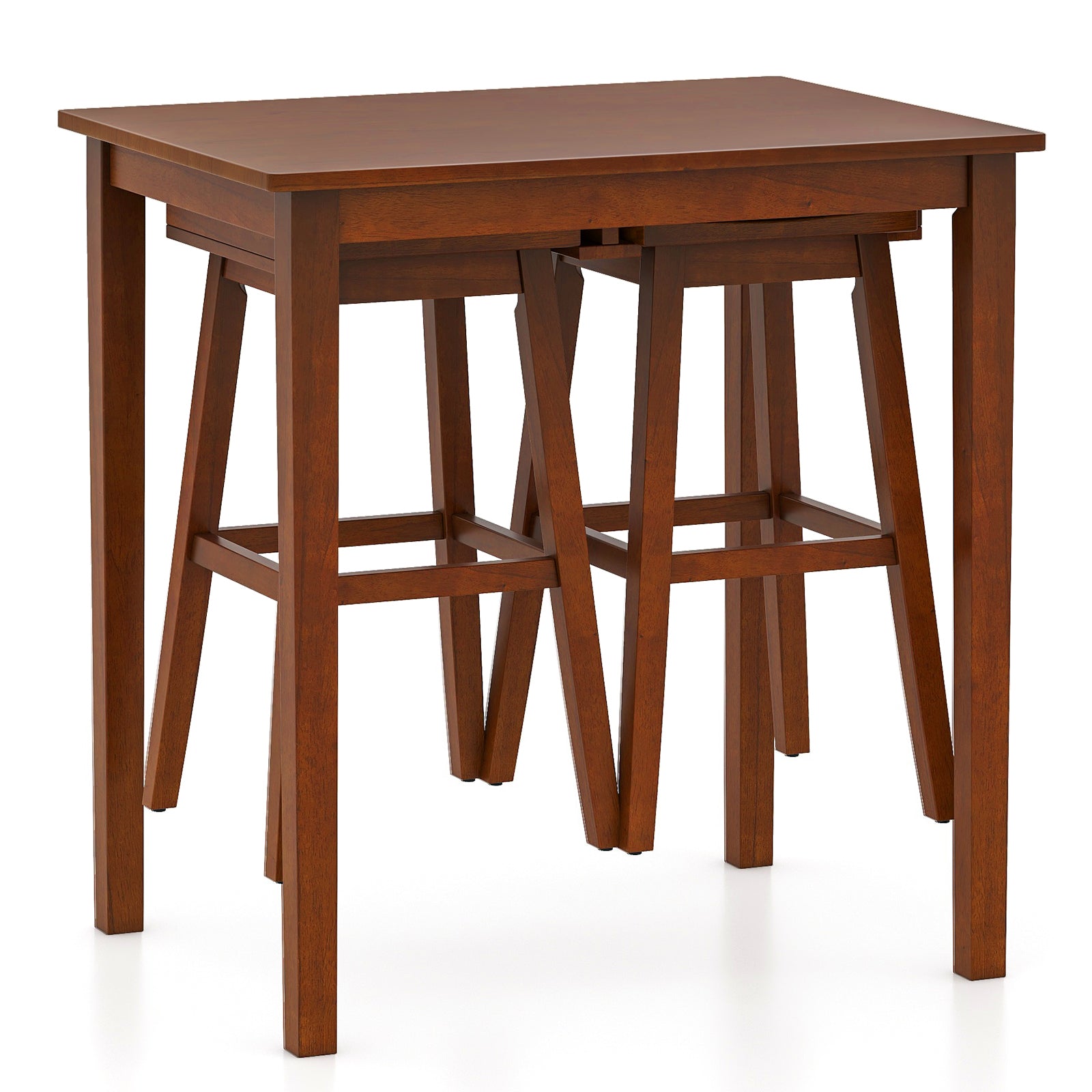 3-Piece Bar Table Set With Pub Table And 2 Saddle Stools, Espresso Dining Room Sets at Gallery Canada
