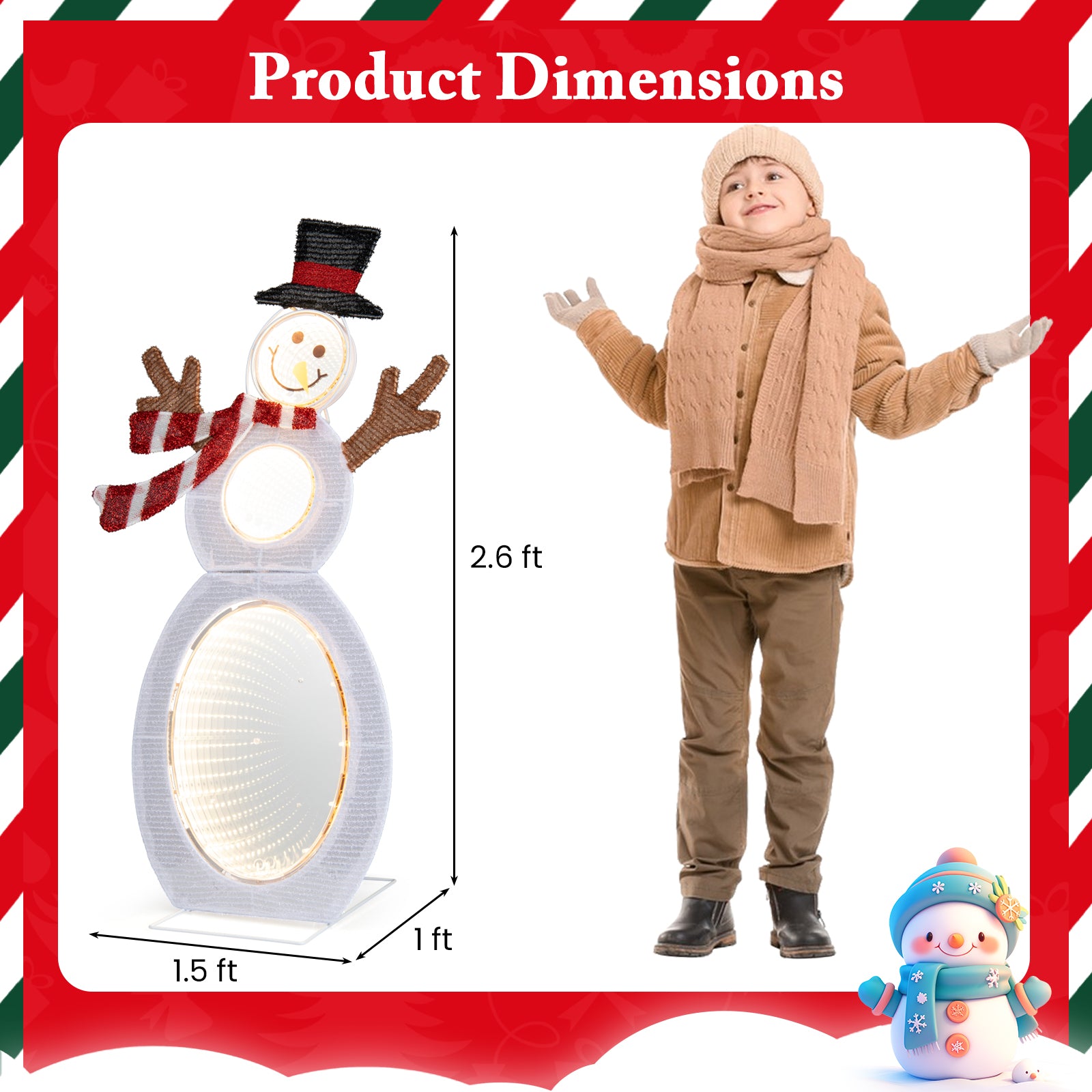 2.6 Feet Lighted Snowman, LED Lights, Metal Stand, Multicolor Christmas Decor & Accessories at Gallery Canada