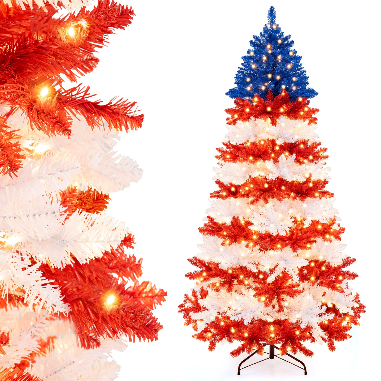 7.5 Feet Artificial Christmas Tree, Warm White LED Lights, Multicolor Christmas Tree at Gallery Canada