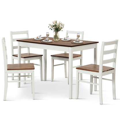 5-Piece Wooden Dining Set, Rectangular Table, 4 Chairs, Coffee and White Dining Room Sets at Gallery Canada