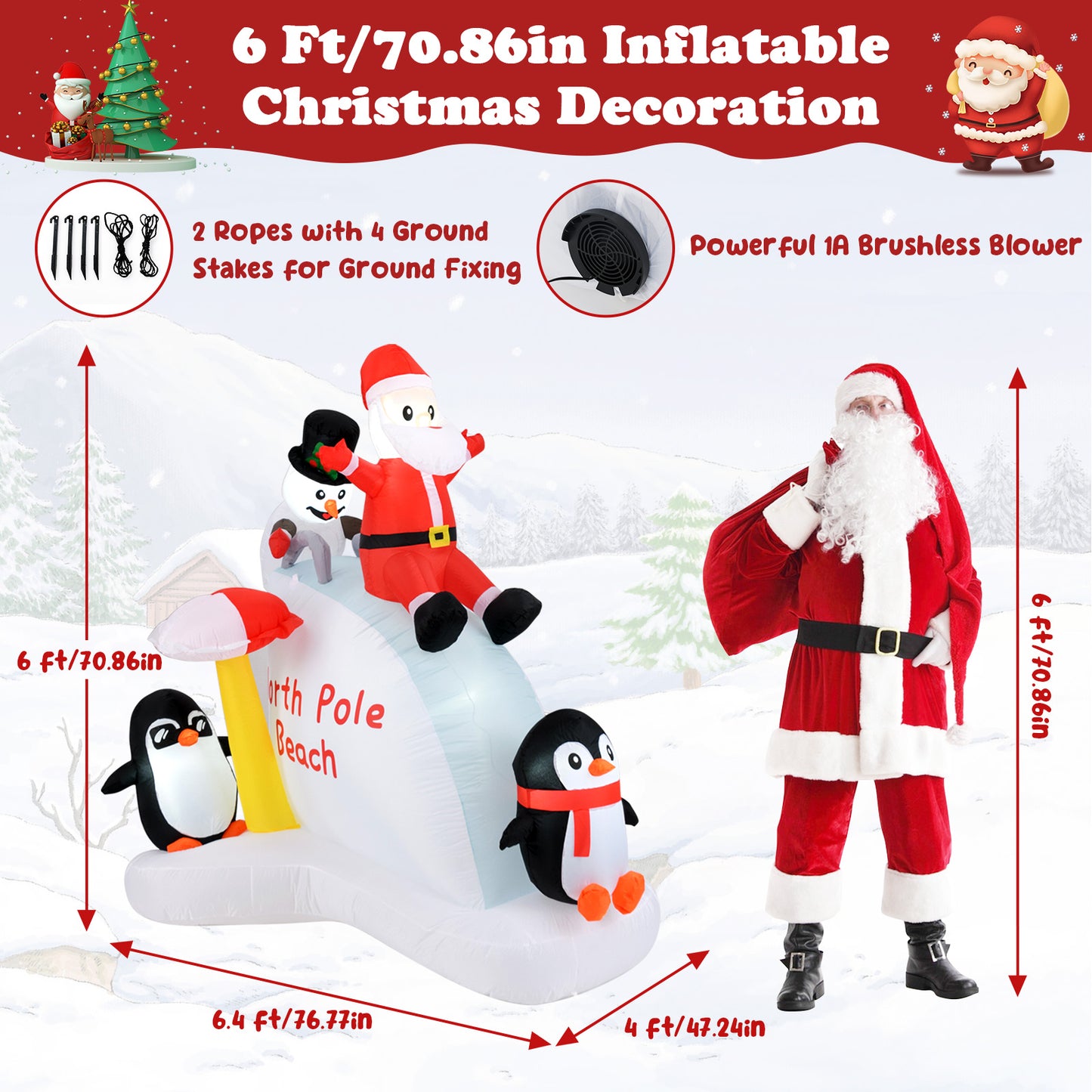 6 Feet Christmas Inflatable, Penguins And Santa Decoration, Multicolor Christmas Decor & Accessories at Gallery Canada