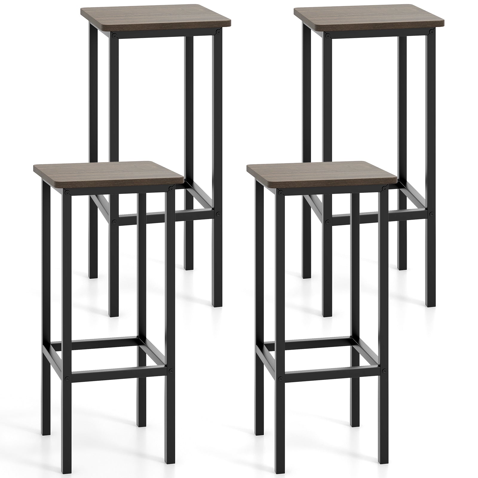 Set Of 4 Bar Stools, 26 Inch, Metal Legs With Footrest, Gray Bar Stools at Gallery Canada