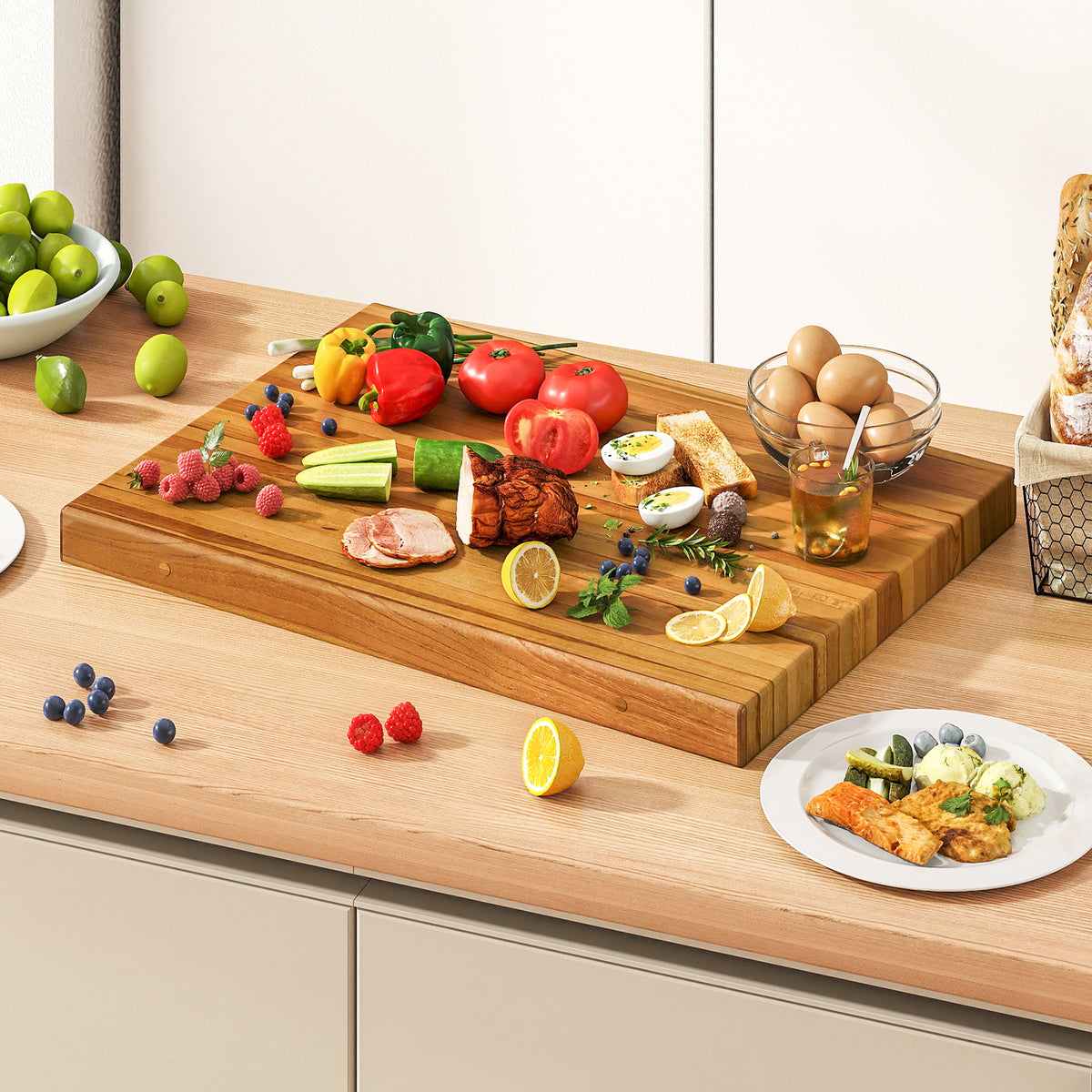 Teak Wood Cutting Board, 24 Inch, Natural Kitchen Tools at Gallery Canada