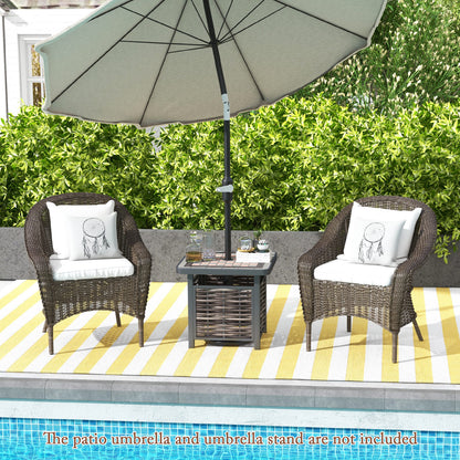 21.5 Inch Outdoor PE Rattan Square End Table, Brown Patio Coffee Tables at Gallery Canada
