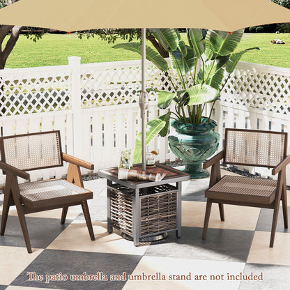 21.5 Inch Outdoor PE Rattan Square End Table, Brown Patio Coffee Tables at Gallery Canada