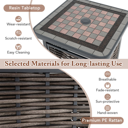 21.5 Inch Outdoor PE Rattan Square End Table, Brown Patio Coffee Tables at Gallery Canada