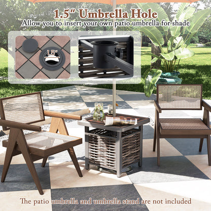 21.5 Inch Outdoor PE Rattan Square End Table, Brown Patio Coffee Tables at Gallery Canada