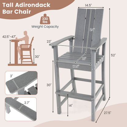 Tall Adirondack Chair Outdoor Bar Stool, Ergonomic Backrest, Gray Adirondack Chairs at Gallery Canada