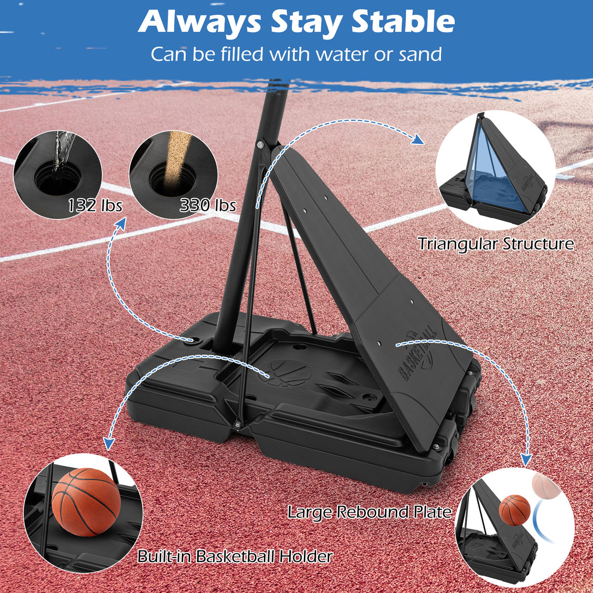 Height Adjustable Portable Basketball Hoop, 4.9-10 Feet Sport Equipments at Gallery Canada