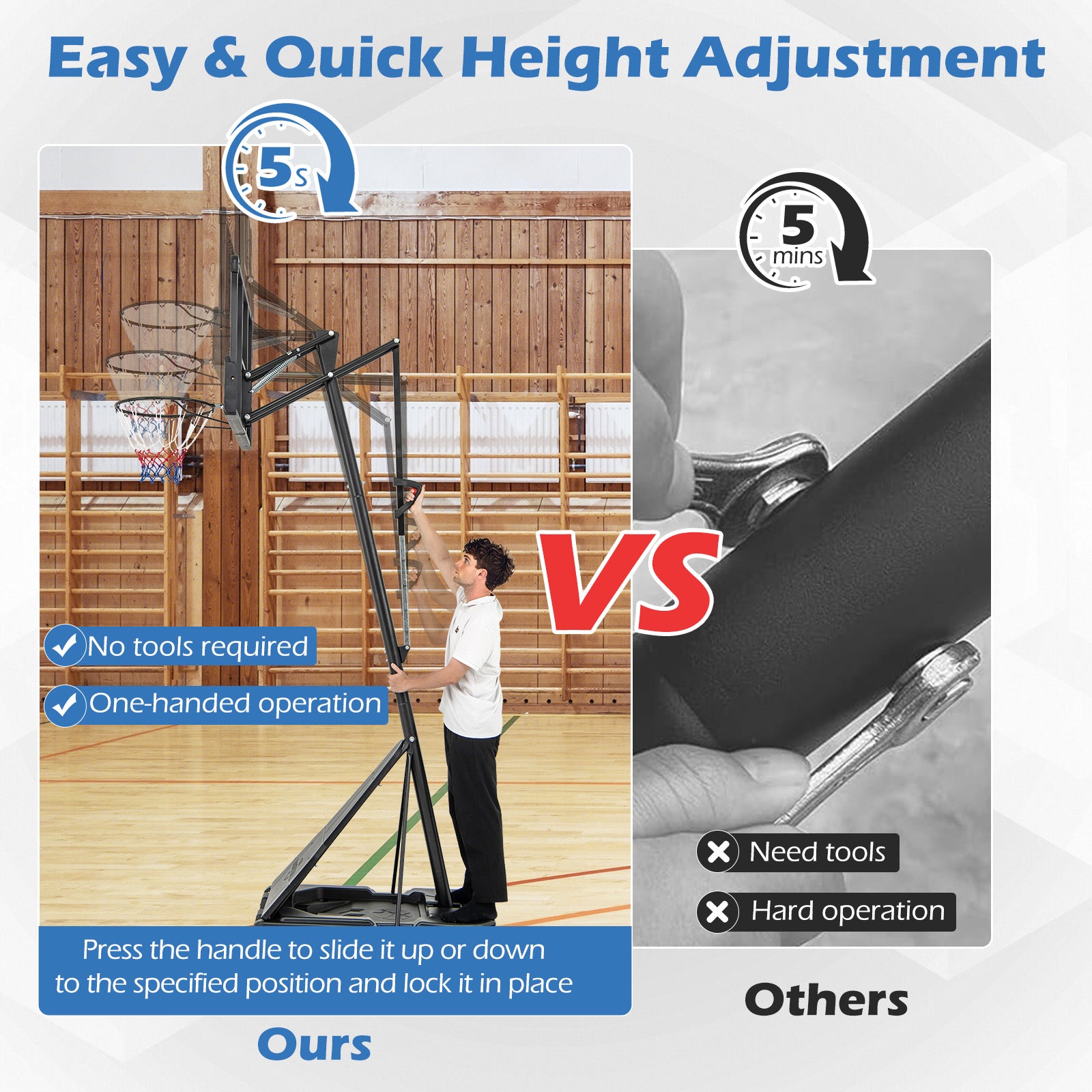 Height Adjustable Portable Basketball Hoop, 4.9-10 Feet Sport Equipments at Gallery Canada