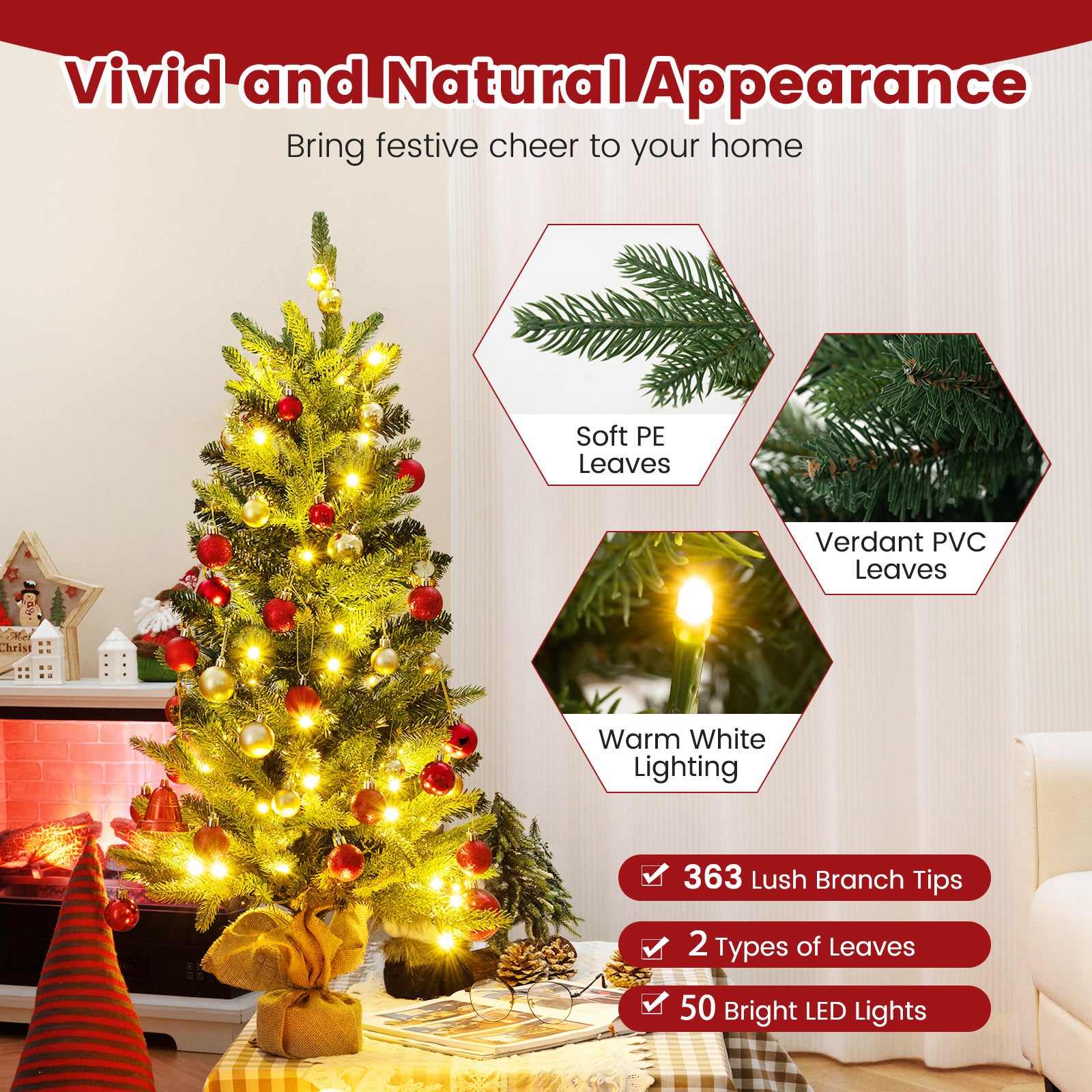 3 Feet Mini Pre-Lit Artificial Christmas Tree, Green Christmas Tree at Gallery Canada