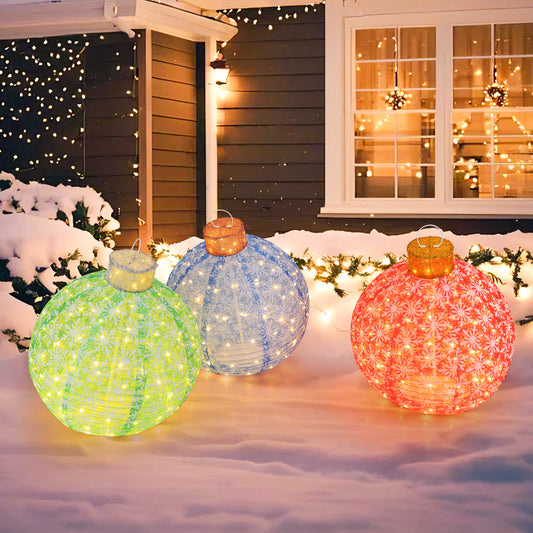 3-Piece Pre-Lit Christmas Ball Set, Warm White LED Lights Christmas Decor & Accessories Options at Gallery Canada