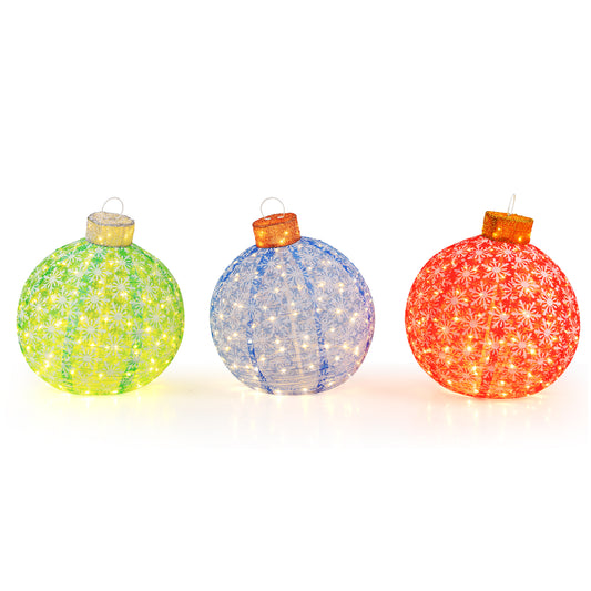 3-Piece Pre-Lit Christmas Ball Set, Warm White LED Lights Christmas Decor & Accessories Options at Gallery Canada