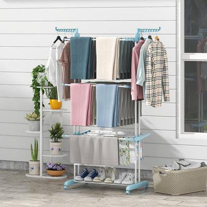 4-Tier Clothes Drying Rack, Rotatable Side Wings, Collapsible Shelves, Blue Drying Racks at Gallery Canada
