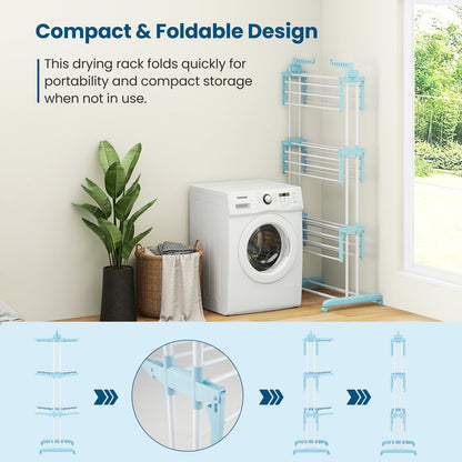 4-Tier Clothes Drying Rack, Rotatable Side Wings, Collapsible Shelves, Blue Drying Racks at Gallery Canada