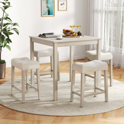 5 Piece Bar Table Set, Square Table, 4 Padded Stools, Gray Dining Room Sets at Gallery Canada