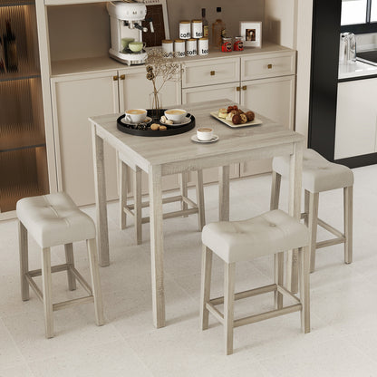 5 Piece Bar Table Set, Square Table, 4 Padded Stools, Gray Dining Room Sets at Gallery Canada
