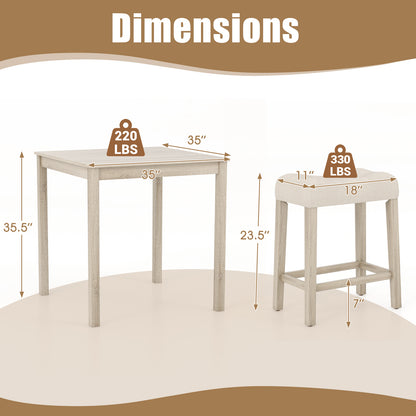 5 Piece Bar Table Set, Square Table, 4 Padded Stools, Gray Dining Room Sets at Gallery Canada
