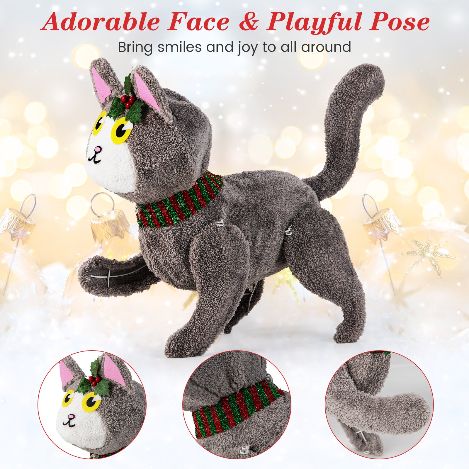 Pre-Lit 88 LED 3D Cat, Warm White Light, Plug, Warm White Christmas Decor & Accessories at Gallery Canada