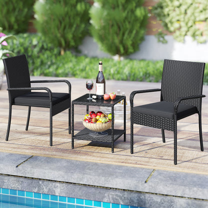 3 Piece Patio Set With Seat Cushions, Tempered Glass Tabletop, Black Patio Conversation Sets at Gallery Canada